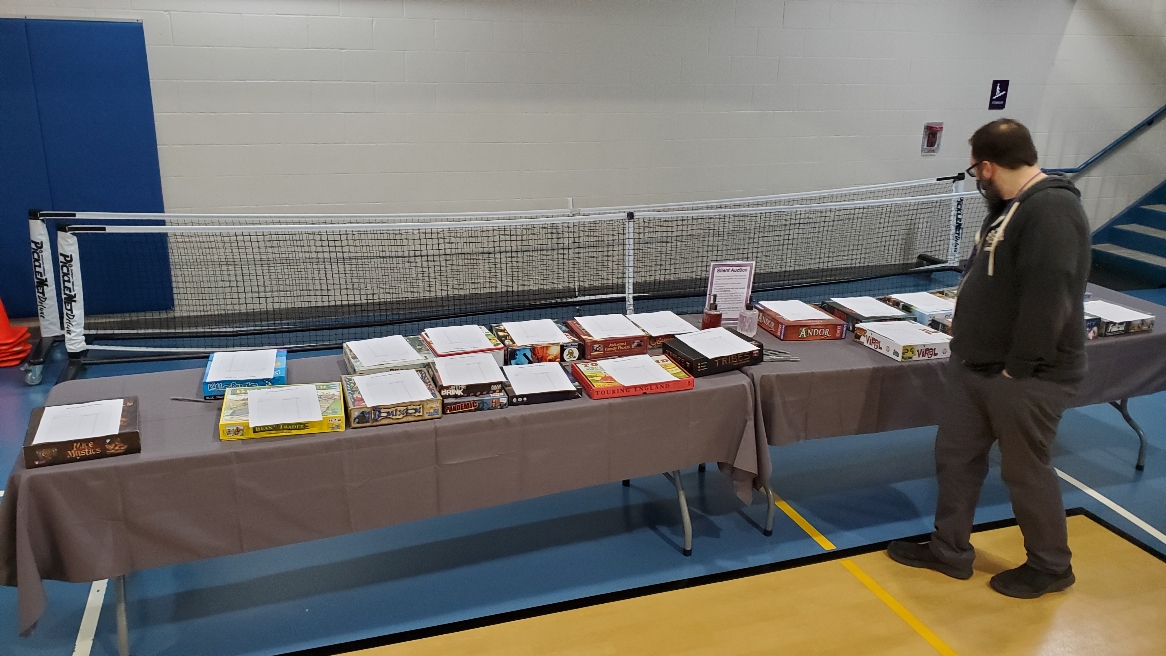 Silent Auction Table FUll of Games